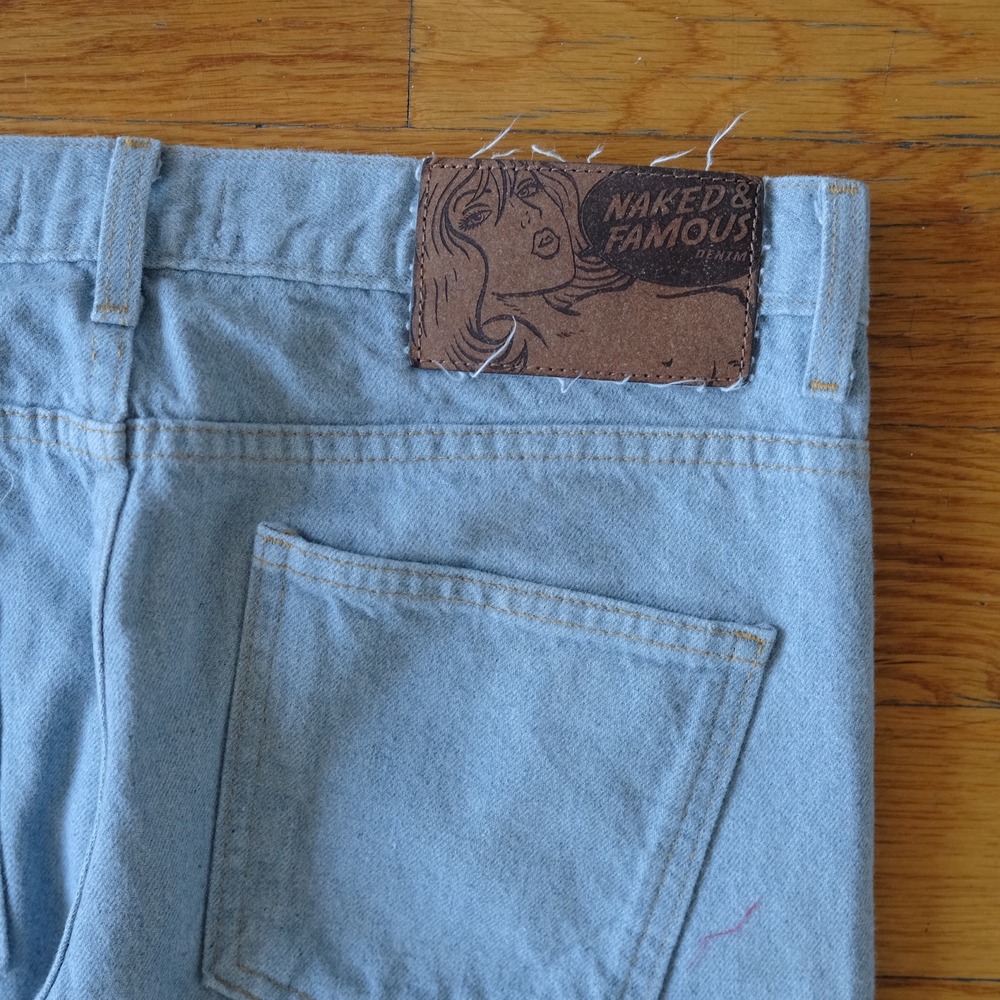 NAKED & FAMOUS DENIM Super Guy Stone Blue Recycled Selvedge Jeans Mens Size 34 - Picture 13 of 14
